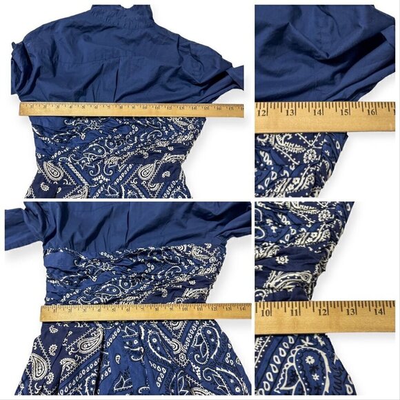 Anthropologie Holding Horses Blue Bandana Cotton Shirtdress, Size 2 - Picture 12 of 12
